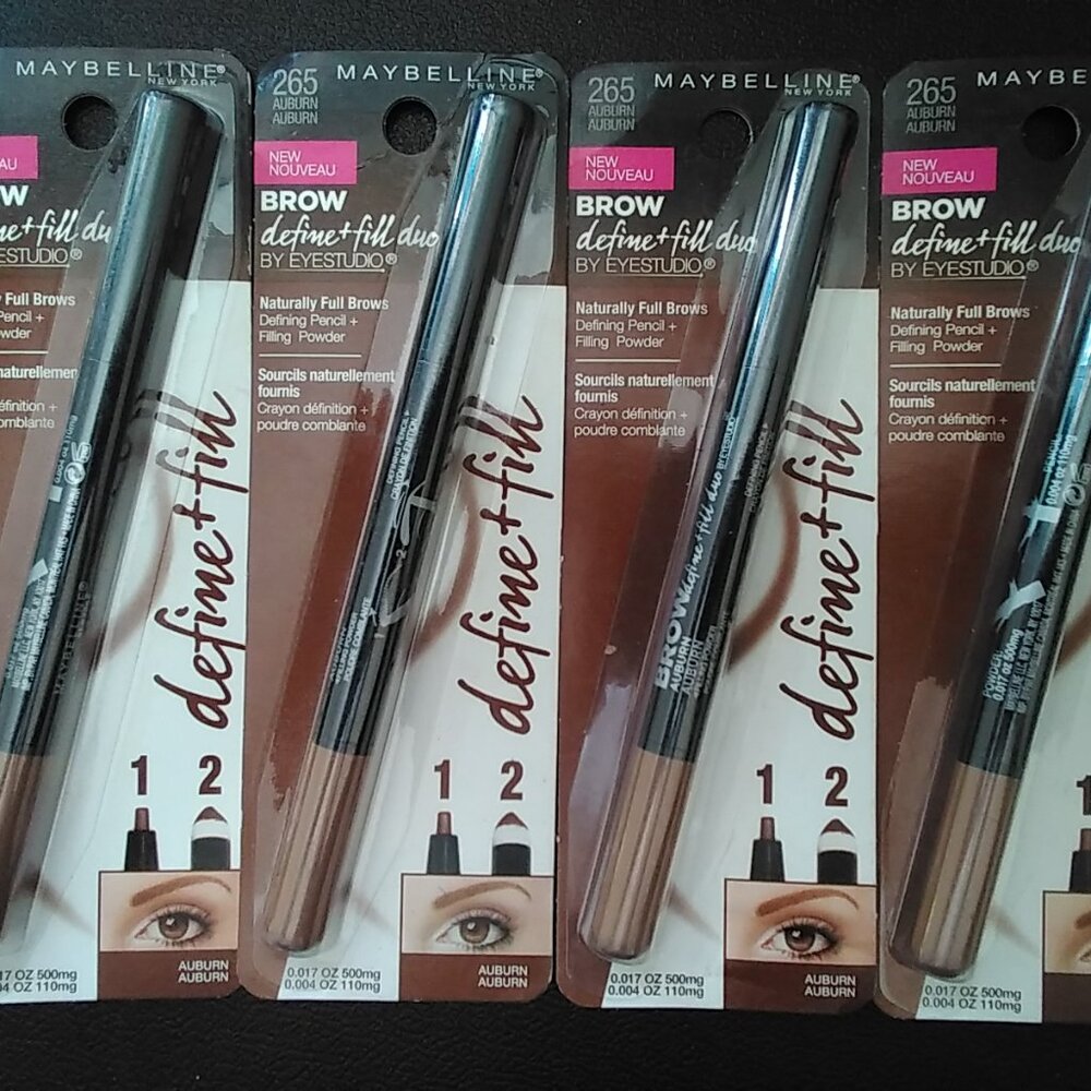 Lot of 4 NEW Maybelline Define and Fill Duo Pencil and Filling Powder, #265 AUBU